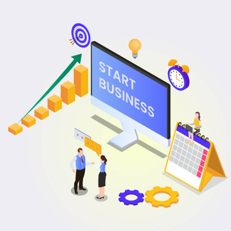 Growing new business 3d isometric vector illustration concept for banner, website, landing page, ads, flyerのイラスト素材