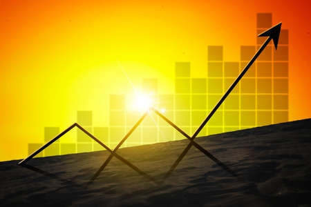 Image of upward arrow on the hills with virtual screen background