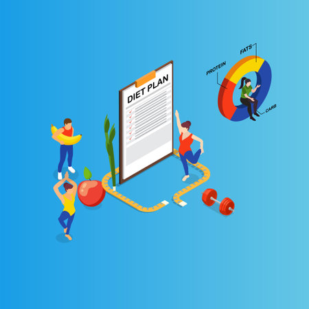 Diet plan checklist isometric 3d vector illustration concept for banner, website, illustration, landing page, flyer, etc.のイラスト素材