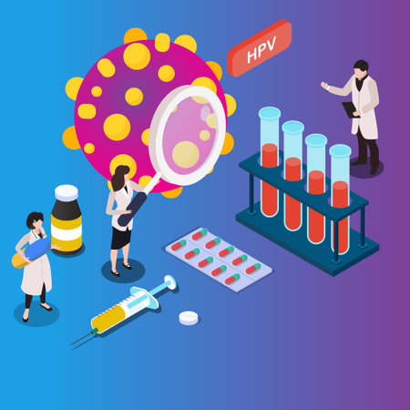Human papillomavirus. Doctor diagnosis HPV virus isometric 3d vector illustration concept for banner, website, illustration, landing page, flyer, etc.のイラスト素材