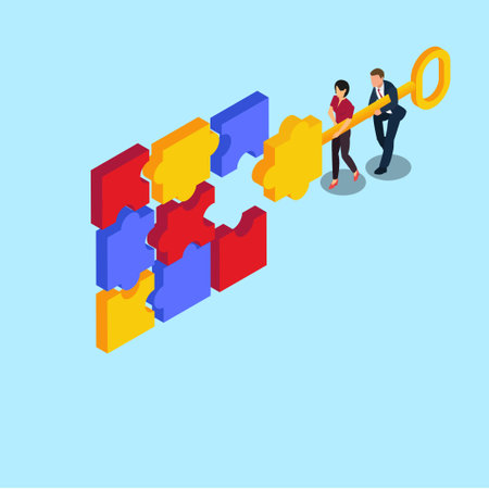 Business key, solution and success isometric 3d vector illustration concept for banner, website,...