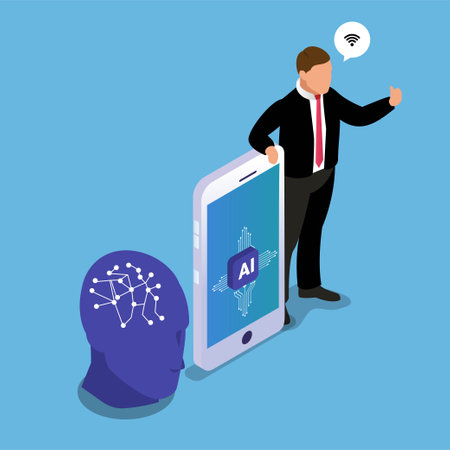 Wireless Artificial intelligence isometric 3d vector illustration concept for banner, website, illustration, landing page, flyer, etc.のイラスト素材