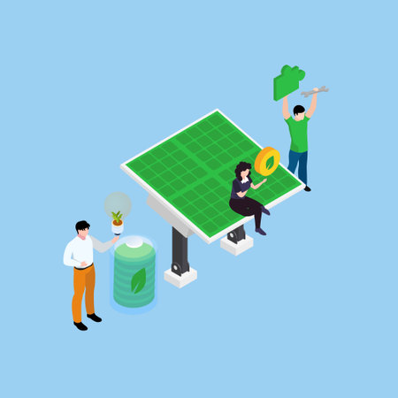 Alternative green energy sources isometric 3d vector illustration concept for banner, website, illustration, landing page, flyer, etc.のイラスト素材