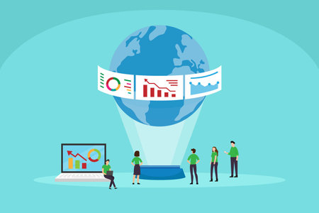 Global business development and startegy 2d vector illustration concept for banner, website, illustration, landing page, flyer, etc.のイラスト素材