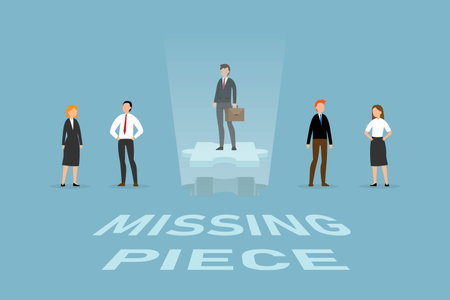 Missing peace employee to work with the team 2d vector illustration concept for banner, website, illustration, landing page, flyer, etc.のイラスト素材