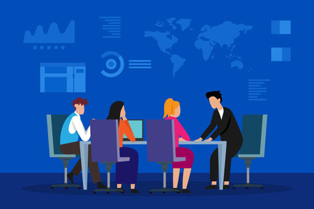 Business meeting 2d vector illustration concept for banner, website, illustration, landing page, flyer, etc.のイラスト素材