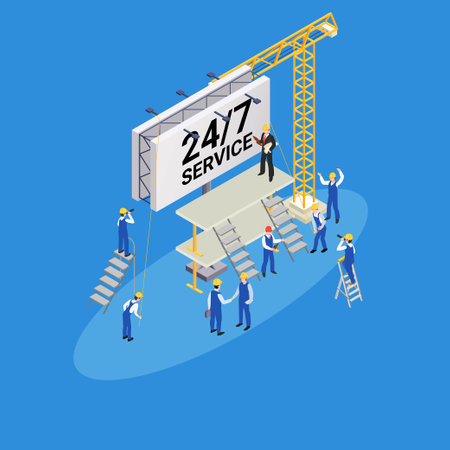 24 hour service isometric 3d vector illustration concept for banner, website, illustration, landing...