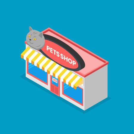 Facade pets or zoo store isometric 3d vector illustration concept for banner, website, illustration, landing page, flyer, etc.のイラスト素材