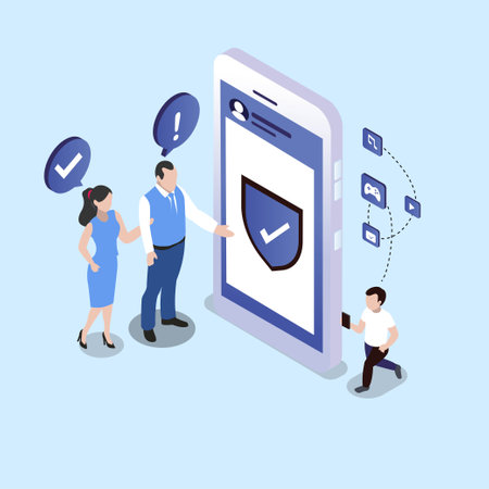 Parental control isometric 3d vector illustration concept for banner, website, illustration, landing page, flyer, etc.のイラスト素材