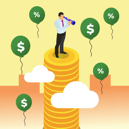Predicting the future of finance isometric 3d vector illustration concept for banner, website, illustration, landing page, flyer, etc.のイラスト素材