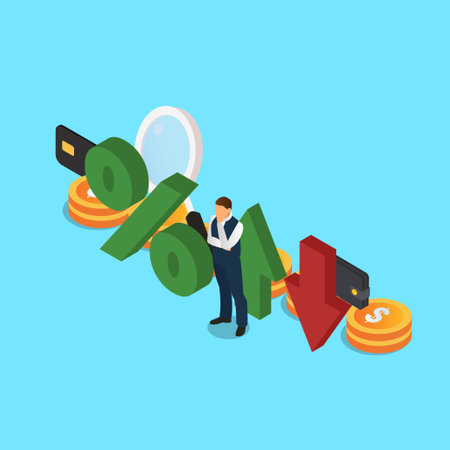 Gain and loss profit concept with a trader isometric 3d vector illustration concept for banner, website, illustration, landing page, flyer, etc.のイラスト素材