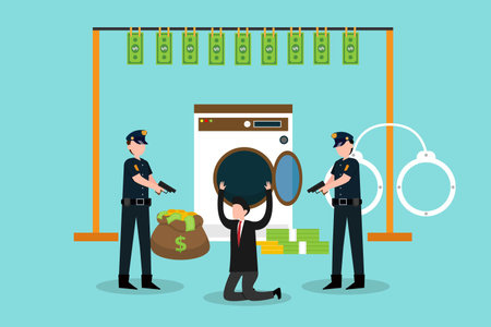 Man fails and gets caught by police for corruptionのイラスト素材