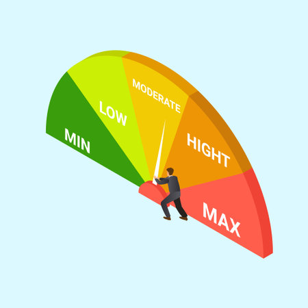 Business man pushing stress meter from high to lowのイラスト素材