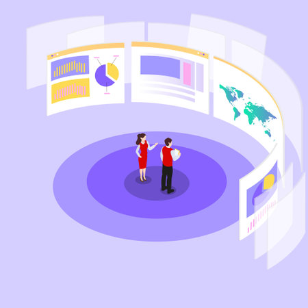 Macromarketing, competitive analysis, online reputation management conceptのイラスト素材