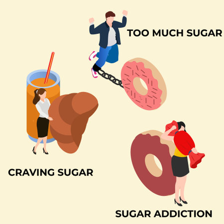 Addicted to sugary food isometric 3d vector illustration concept for banner, website, illustration, landing page, flyer, etc.のイラスト素材