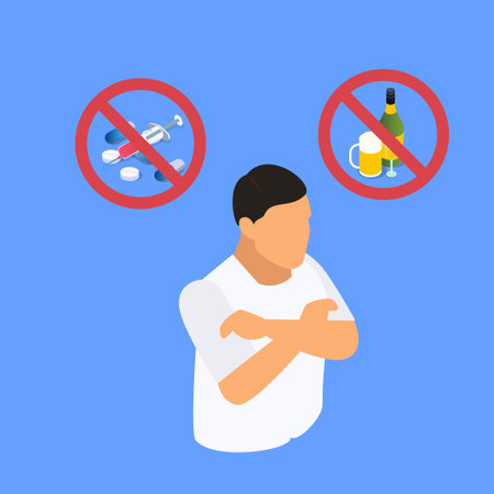 Young man saying no drugs isometric 3d vector illustration concept for banner, website, illustration, landing page, flyer, etc.のイラスト素材