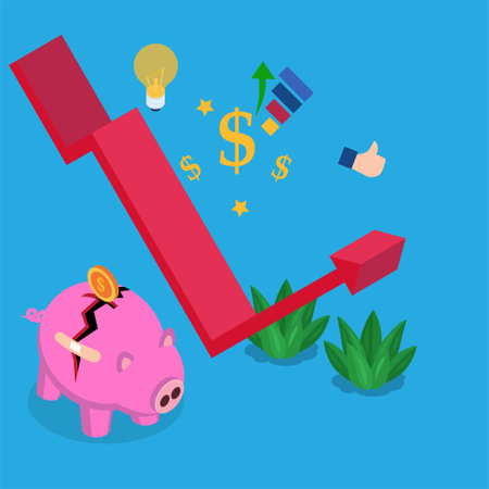Financial recovery trend isometric 3d vector illustration concept for banner, website, illustration, landing page, flyer, etc.のイラスト素材