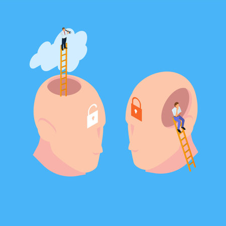 Growth mindset - fixed mindset isometric 3d vector illustration concept for banner, website, illustration, landing page, flyer, etc.のイラスト素材