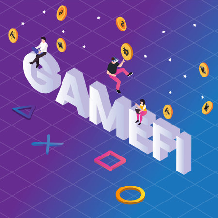 Young people and Game Finance isometric 3d vector illustration concept for banner, website, illustration, landing page, flyer, etc.のイラスト素材