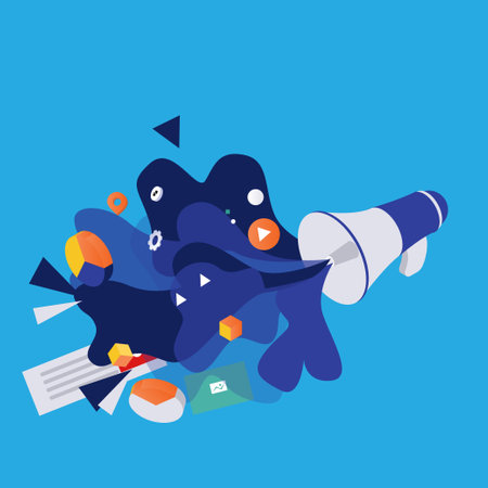 Business promotion announcement using megaphone isometric 3d vector illustration concept for banner, website, illustration, landing page, template, etcのイラスト素材