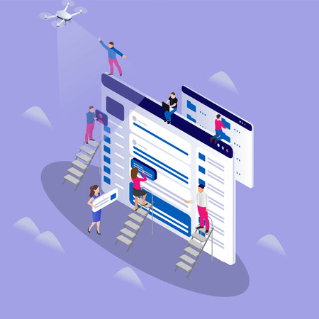 Social media marketing strategy isometric 3d vector illustration concept for banner, website, illustration, landing page, template, etcのイラスト素材