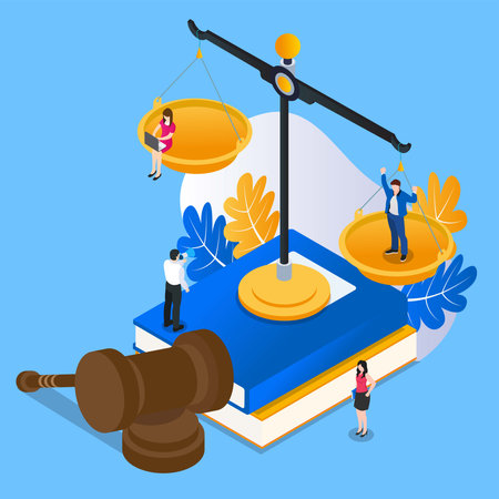 Legal service isometric 3d vector illustration for banner, website, illustration, landing page, template, etcのイラスト素材