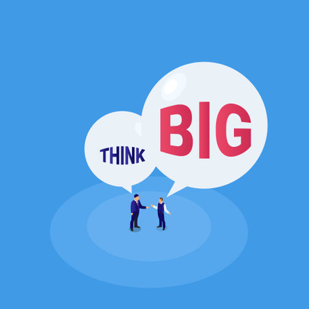 Business people thinking big isometric 3d vector concept for banner, website, illustration, landing page, flyer, etc.のイラスト素材