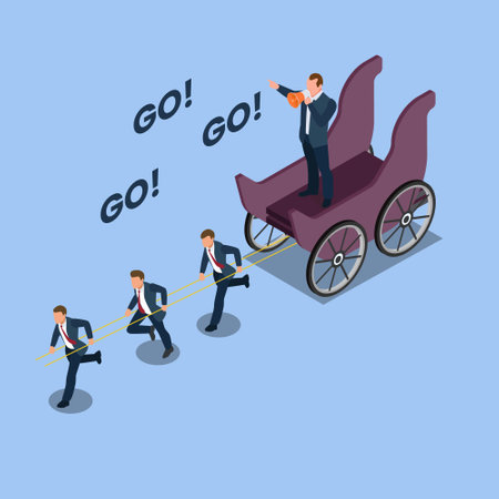 Boss yelling to his workers isometric 3d vector concept for banner, website, illustration, landing page, flyer, etc.のイラスト素材