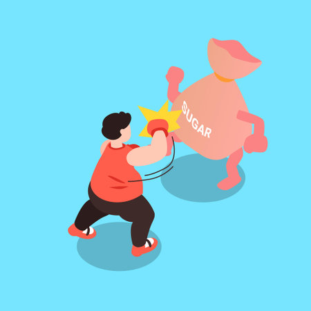 Fight diabetes isometric 3d vector concept for banner, website, illustration, landing page, flyer, etc.のイラスト素材