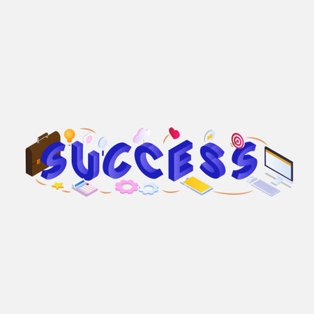 Online marketing success isometric 3d vector concept for banner, website, illustration, landing page, flyer, etc.のイラスト素材