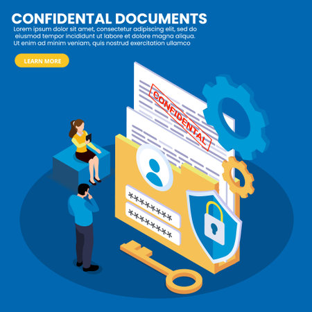 Confidential documents isometric 3d vector concept for banner, website, illustration, landing page, flyer, etc.のイラスト素材