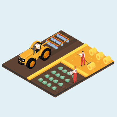Modern farming isometric 3d vector concept for banner, website, illustration, landing page, flyer, etc.のイラスト素材