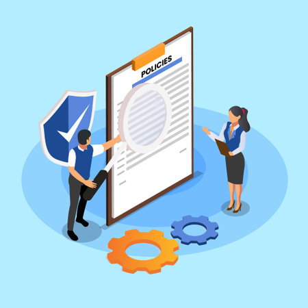 Policies 3D isometric vector concept for banner, website, illustration, landing page, flyer, etc