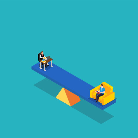 Work and hobby balance in life isometric 3d vector illustration concept for banner, website, illustration, landing page, flyer, etc.のイラスト素材