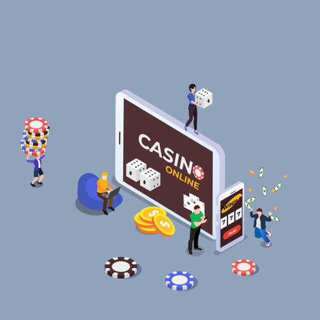 Online Casino and gambling 3d isometric vector illustration concept for banner, website, landing page, ads, flyer templateのイラスト素材