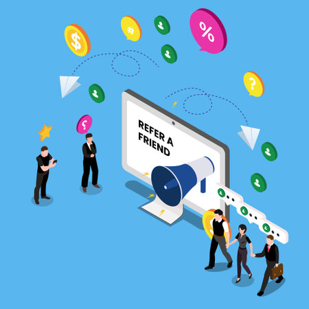 Refer a friend 3d isometric vector illustration concept for banner, website, landing page, ads,...