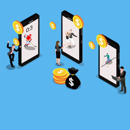Betting sport online 3d isometric vector illustration concept for banner, website, landing page, ads, flyer templateのイラスト素材