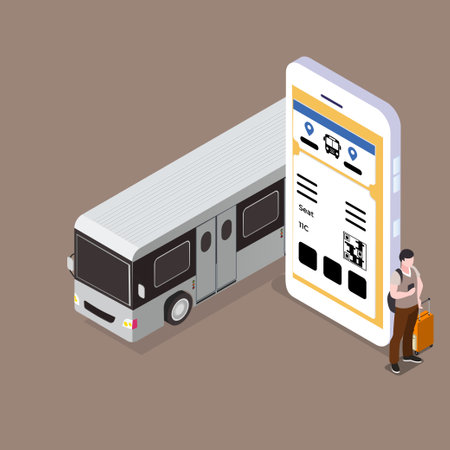 Mobile application for buying tickets online 3d isometric vector illustration concept for banner, website, landing page, ads, flyer templateのイラスト素材