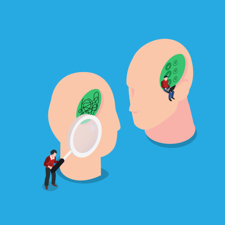 Man untangled problems isometric 3d vector illustration concept for banner, website, illustration, landing page, flyer, etc.のイラスト素材
