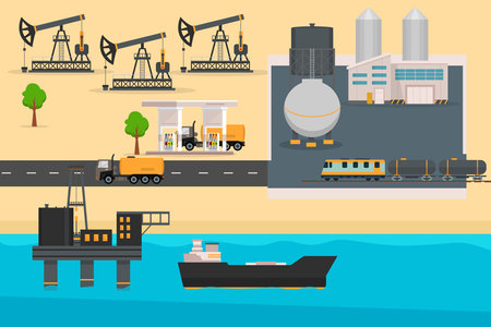Oil industry platform 2d vector illustration concept for banner, website, illustration, landing page, flyer, etc.のイラスト素材