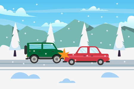 Winter driving car drift accident 2d vector illustration concept for banner, website, illustration, landing page, flyer, etc.のイラスト素材