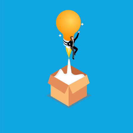 Idea, creativity or think outside the box 3d isometric vector illustration concept for banner, website, landing page, ads, flyer templateのイラスト素材