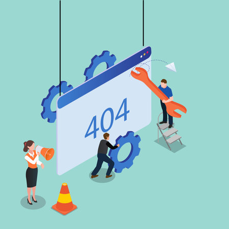 People with 404 error page 3d isometric vector illustration concept for banner, website, landing page, ads, flyer templateのイラスト素材