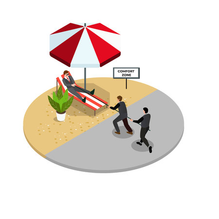 Breaking out of comfort zone to get personal growth 3d isometric vector illustration concept for banner, website, landing page, ads, flyer templateのイラスト素材