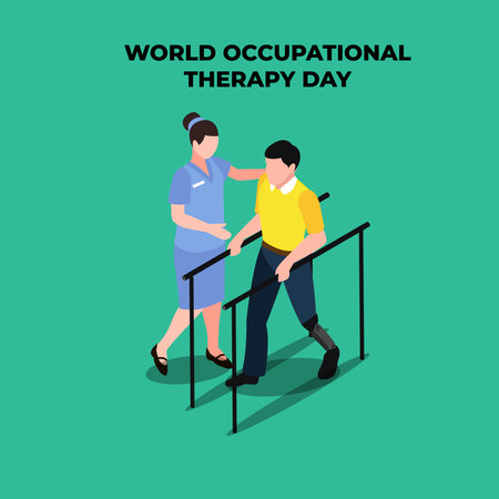 Physical Therapist helping patient Maintain and Recover Health 3d isometric vector illustration concept for banner, website, landing page, ads, flyer templateのイラスト素材