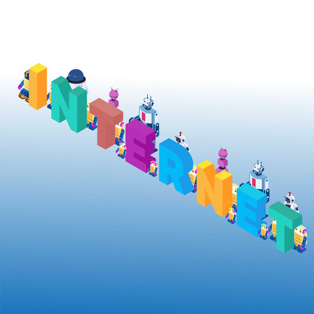 Robotic internet of things 3d isometric vector illustration concept for banner, website, landing page, ads, flyer templateのイラスト素材