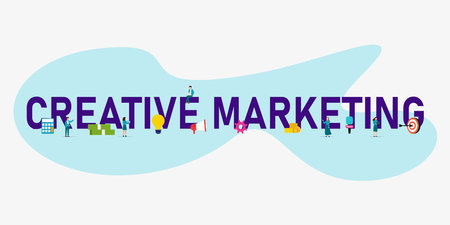 Creative marketing business people 2d vector illustration concept for banner, website, illustration, landing page, flyer, etcのイラスト素材
