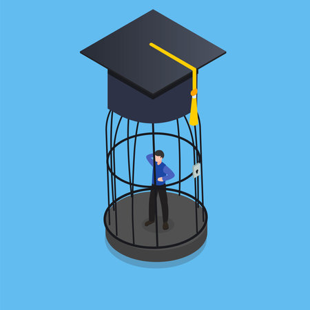 Student loan debt, money trap isometric 3d vector illustration concept for banner, website, illustration, landing page, flyer, etcのイラスト素材