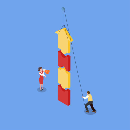 Growth strategy, solving problem to success in work, solution or growing business isometric 3d vector illustration concept for banner, website, illustration, landing page, flyer, etc.のイラスト素材