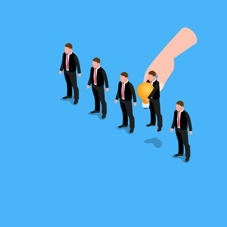 Hire the right people with bright ideas for the company isometric 3d vector illustration concept for banner, website, illustration, landing page, flyer, etc.のイラスト素材